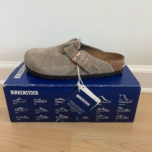 Birkenstock Boston Tan Suede Clogs